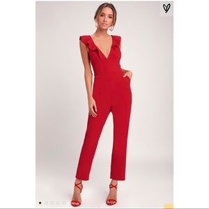 Lulus Red Ruffled Jumpsuit
